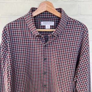 Mizzen + Main Performance Men's Grey Maroon Plaid Button Down Shirt -sz XL